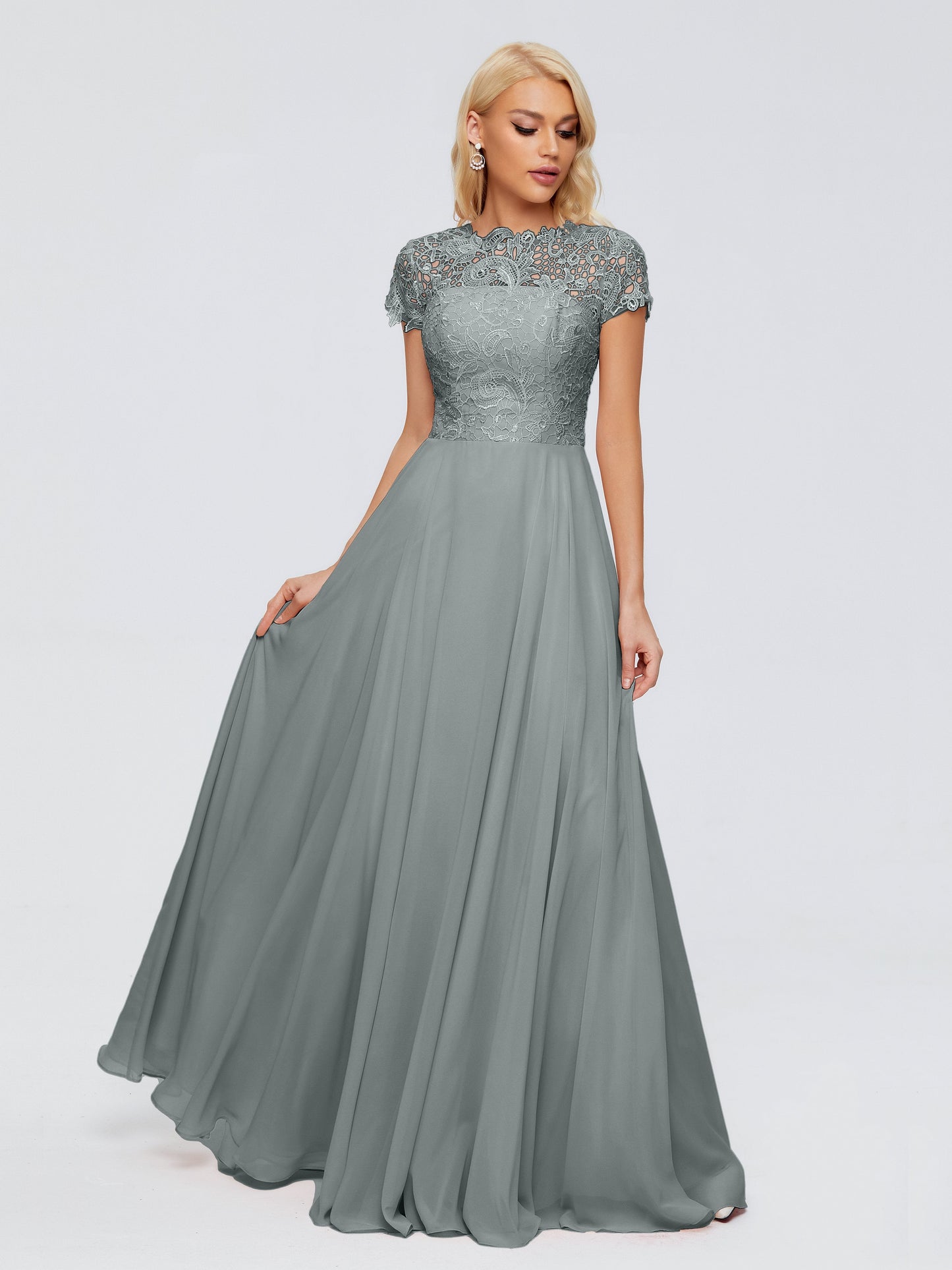 Cicinia Rose A-Line Cap Sleeves Lace Bridesmaid Dresses With Pockets
