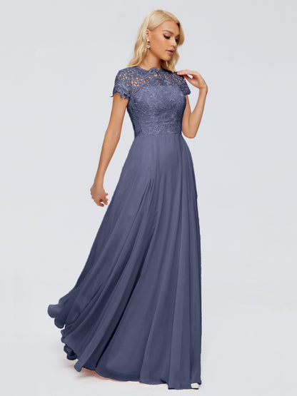 Cicinia Rose A-Line Cap Sleeves Lace Bridesmaid Dresses With Pockets