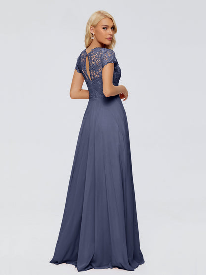 Cicinia Rose A-Line Cap Sleeves Lace Bridesmaid Dresses With Pockets
