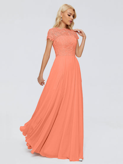 Cicinia Rose A-Line Cap Sleeves Lace Bridesmaid Dresses With Pockets
