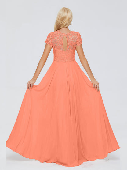 Cicinia Rose A-Line Cap Sleeves Lace Bridesmaid Dresses With Pockets