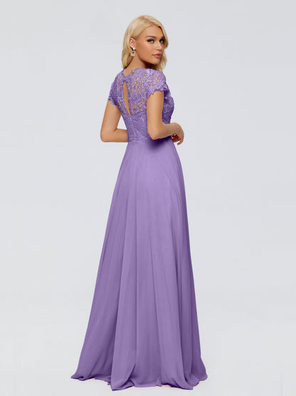 Cicinia Rose A-Line Cap Sleeves Lace Bridesmaid Dresses With Pockets