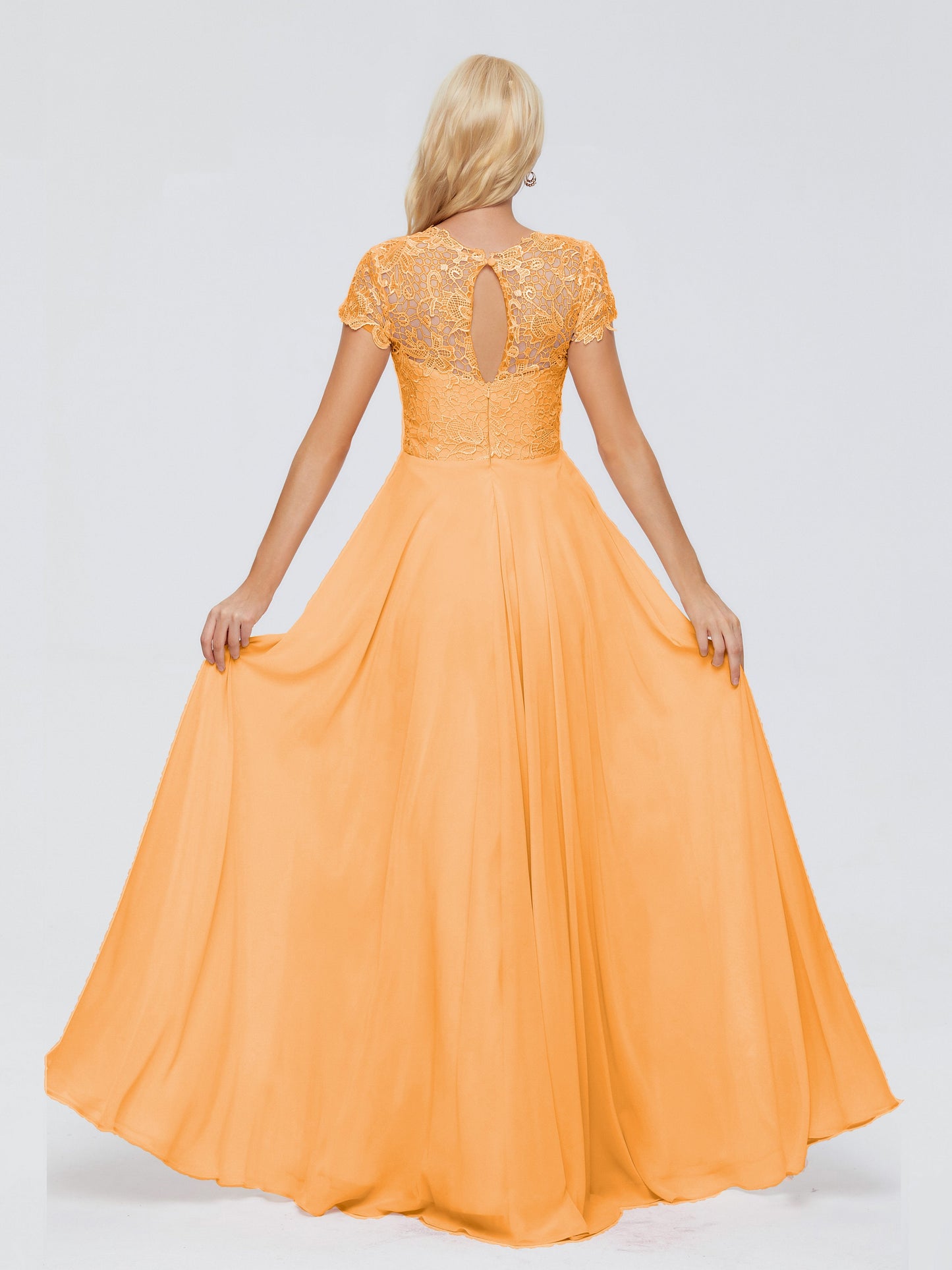 Cicinia Rose A-Line Cap Sleeves Lace Bridesmaid Dresses With Pockets