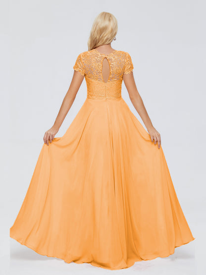 Cicinia Rose A-Line Cap Sleeves Lace Bridesmaid Dresses With Pockets