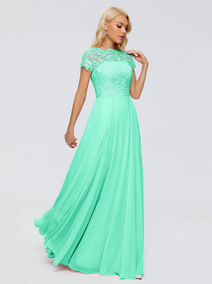Cicinia Rose A-Line Cap Sleeves Lace Bridesmaid Dresses With Pockets