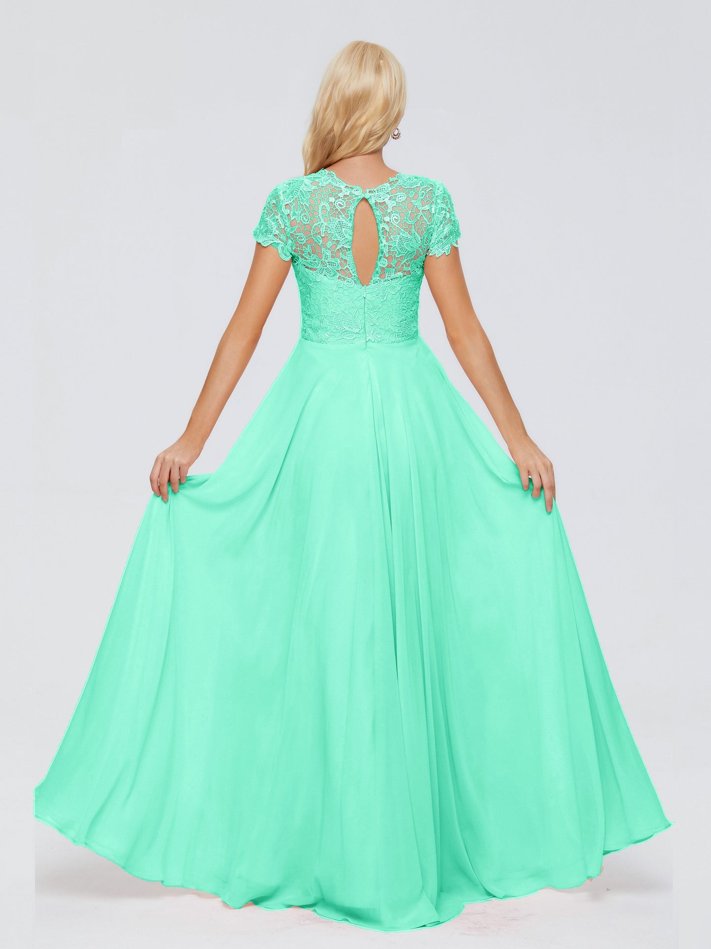Cicinia Rose A-Line Cap Sleeves Lace Bridesmaid Dresses With Pockets