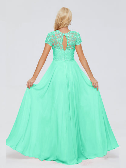 Cicinia Rose A-Line Cap Sleeves Lace Bridesmaid Dresses With Pockets