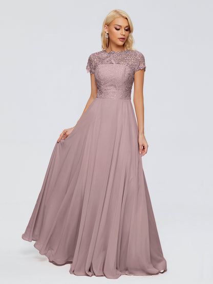 Cicinia Rose A-Line Cap Sleeves Lace Bridesmaid Dresses With Pockets