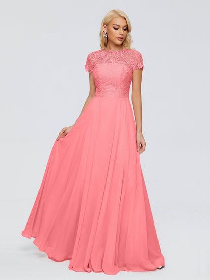 Cicinia Rose A-Line Cap Sleeves Lace Bridesmaid Dresses With Pockets