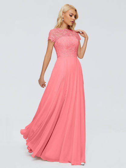 Cicinia Rose A-Line Cap Sleeves Lace Bridesmaid Dresses With Pockets