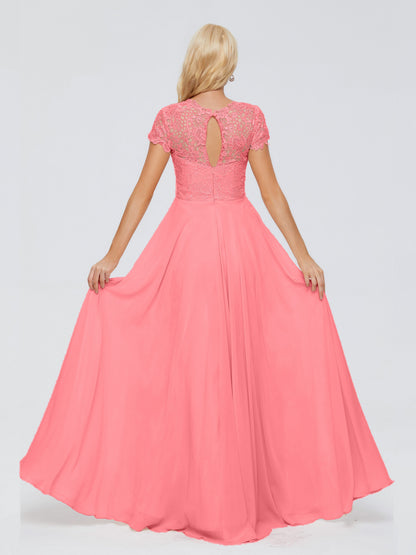 Cicinia Rose A-Line Cap Sleeves Lace Bridesmaid Dresses With Pockets