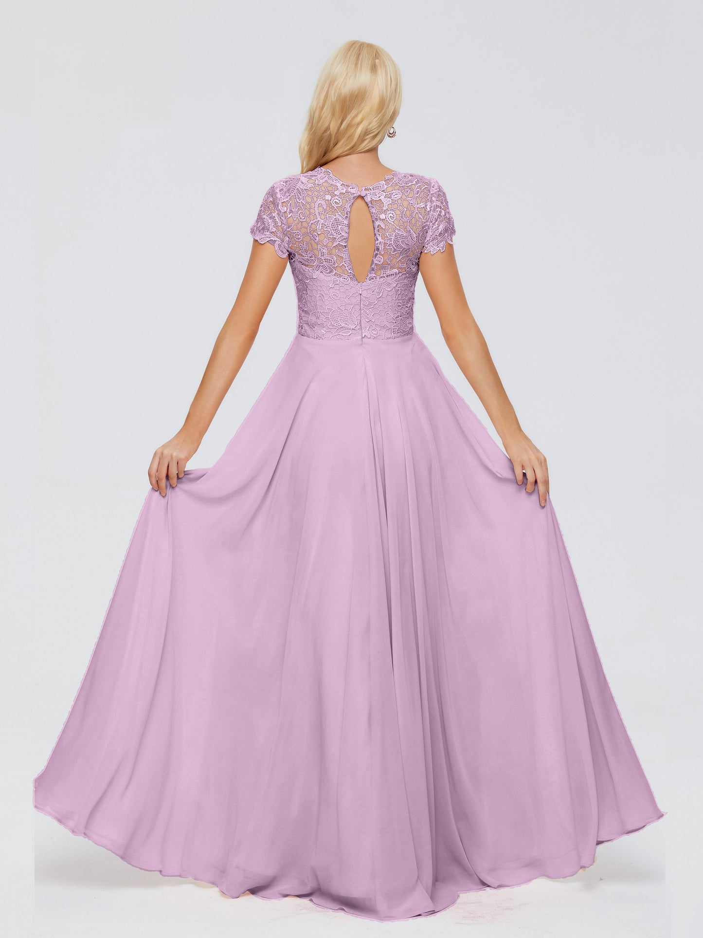 Cicinia Rose A-Line Cap Sleeves Lace Bridesmaid Dresses With Pockets