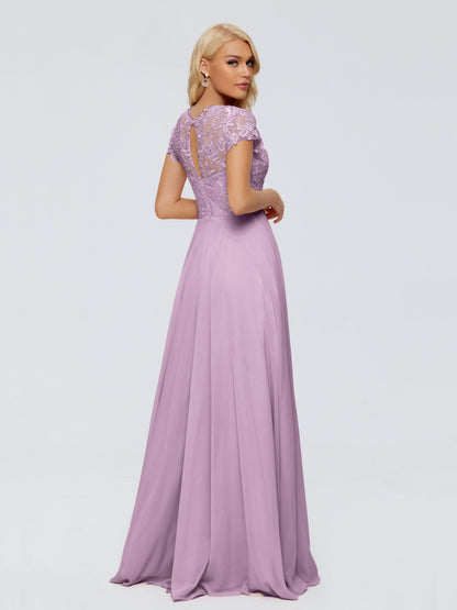 Cicinia Rose A-Line Cap Sleeves Lace Bridesmaid Dresses With Pockets