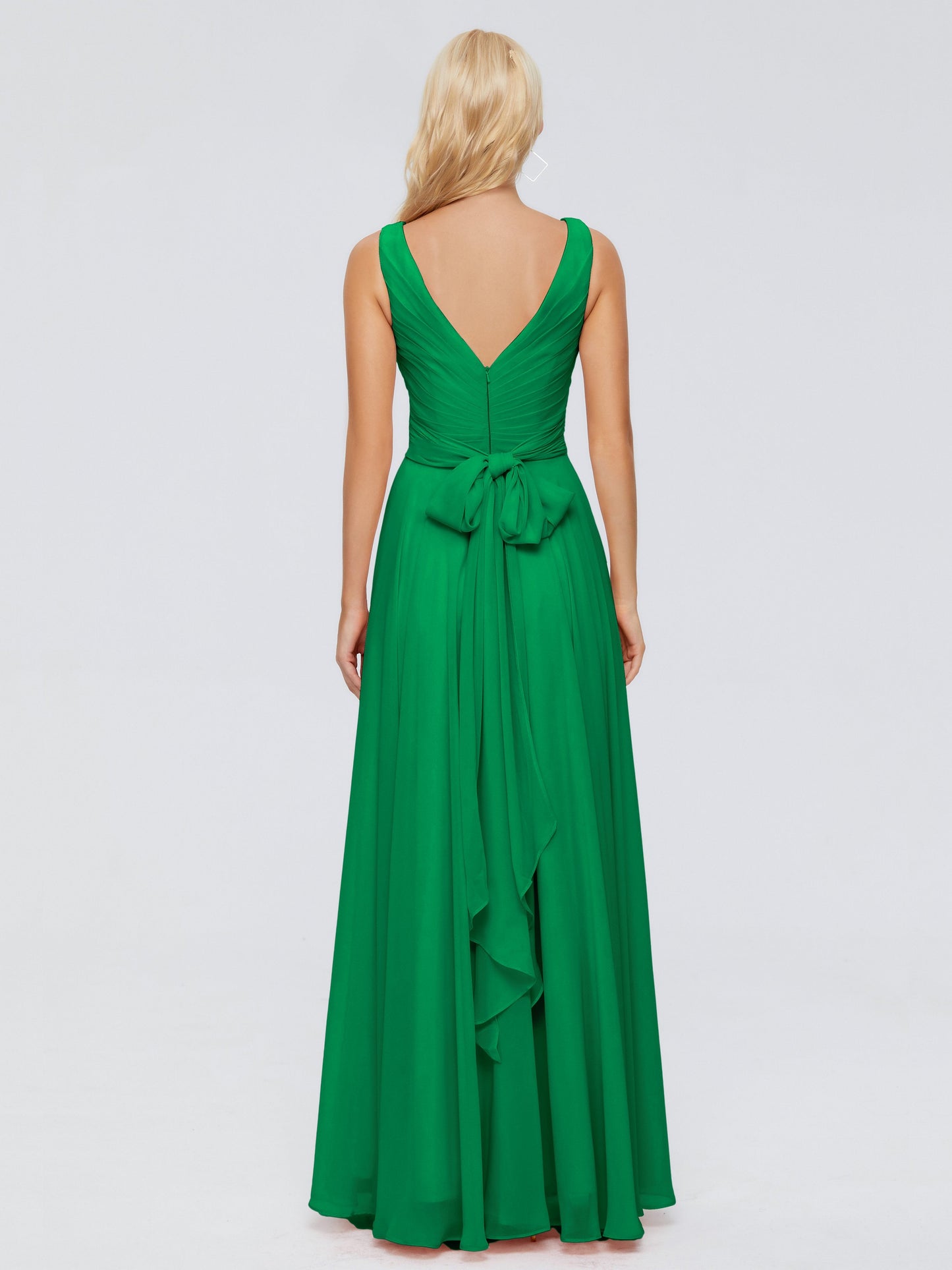 Ryleigh V Neck Long Chiffon Bridesmaid Dresses with Bow