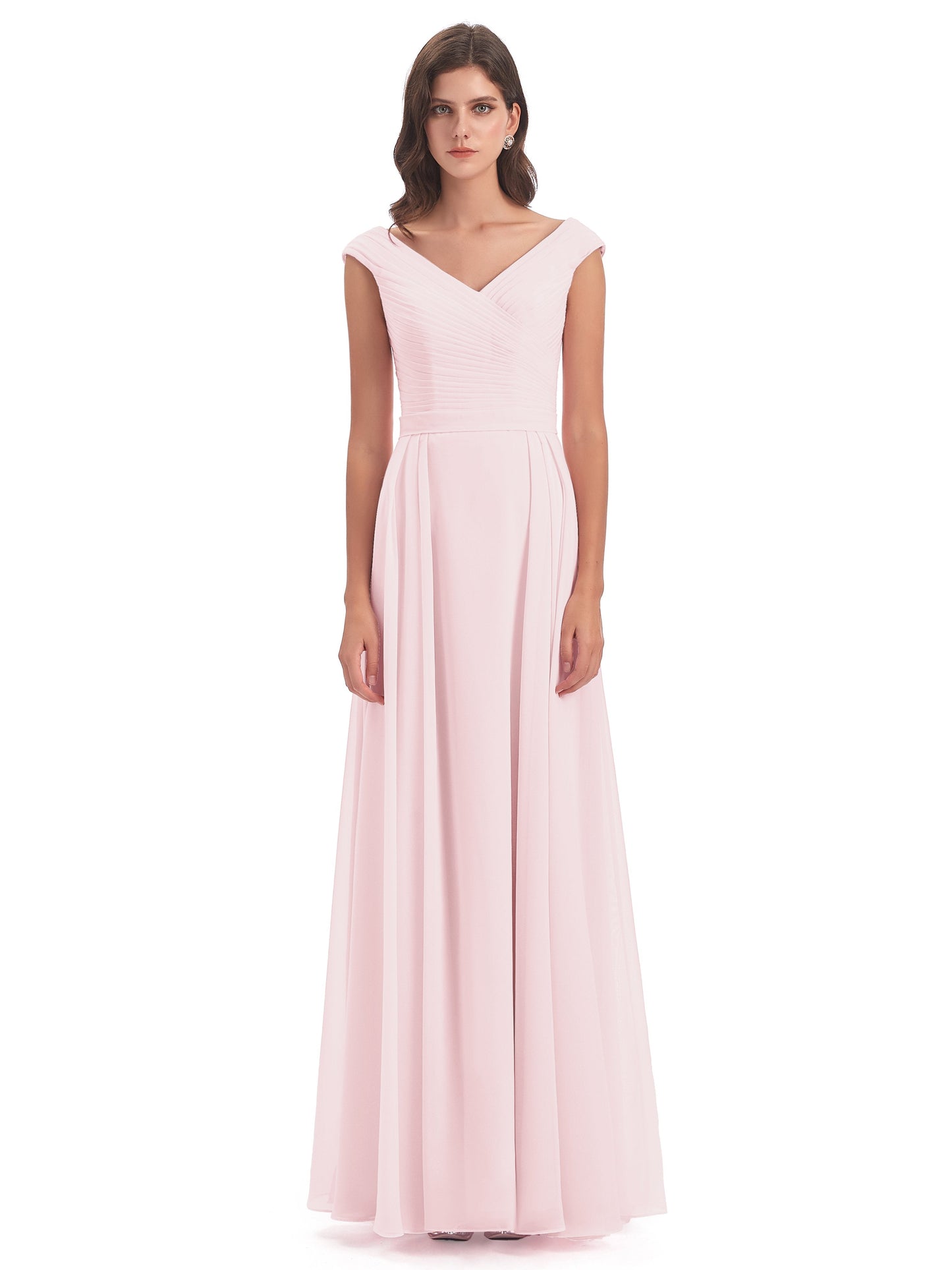 Saoirse Floor Length V-neck Chiffon Bridesmaid Dresses