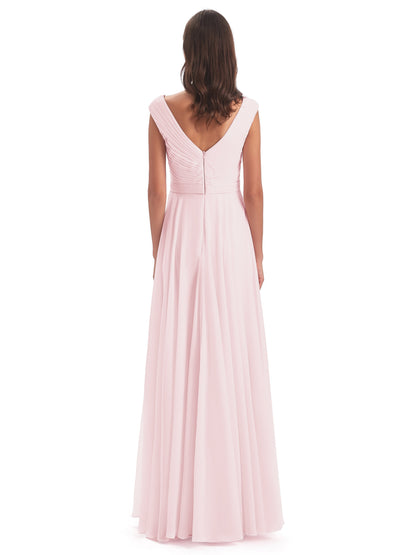 Saoirse Floor Length V-neck Chiffon Bridesmaid Dresses