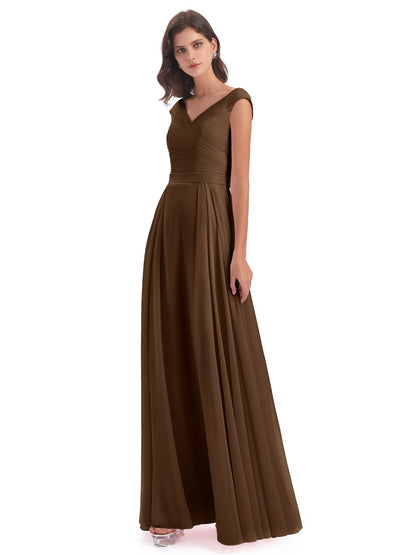 Saoirse Floor Length V-neck Chiffon Bridesmaid Dresses