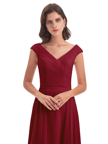 Saoirse Floor Length V-neck Chiffon Bridesmaid Dresses
