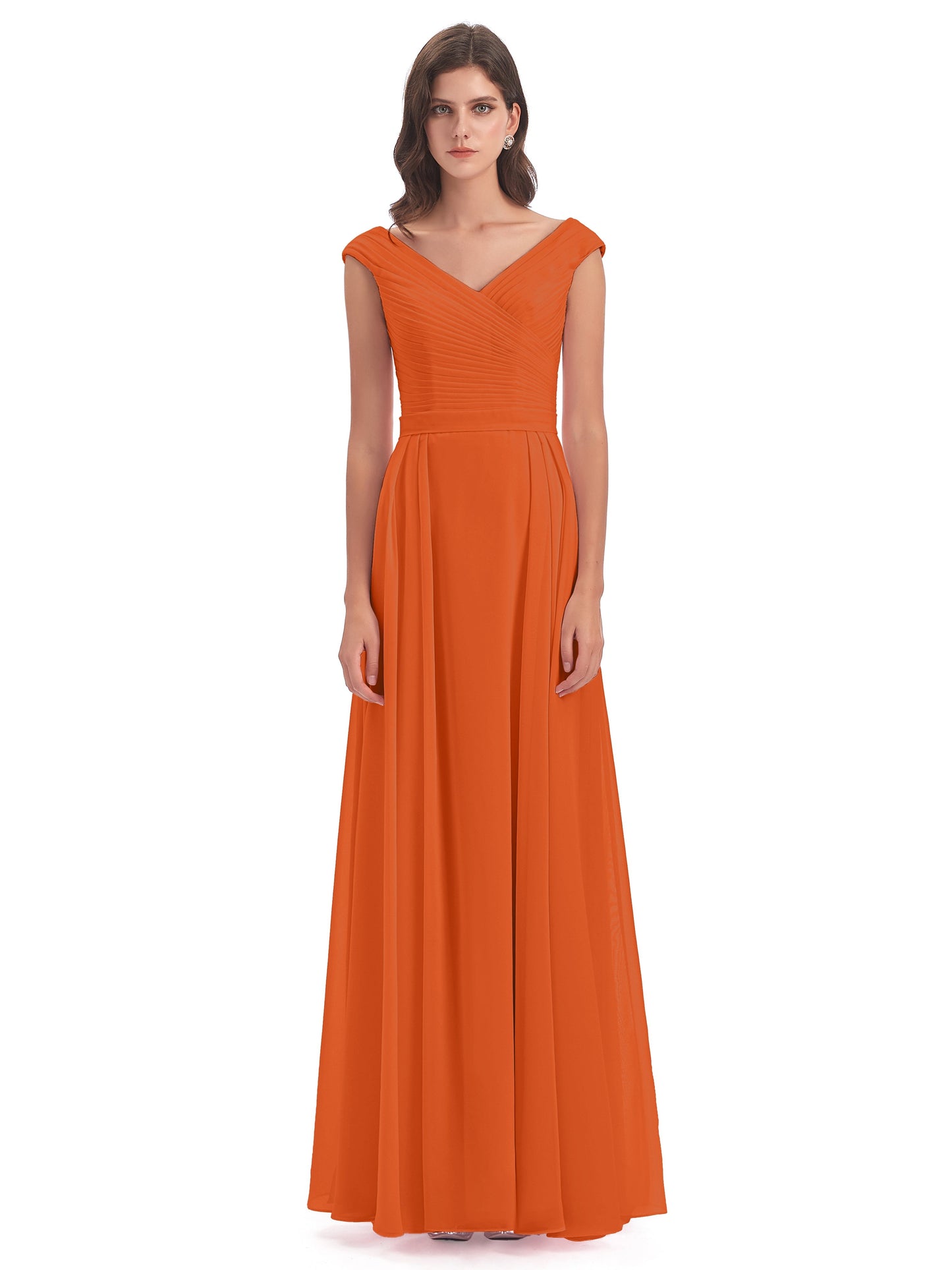 Saoirse Floor Length V-neck Chiffon Bridesmaid Dresses