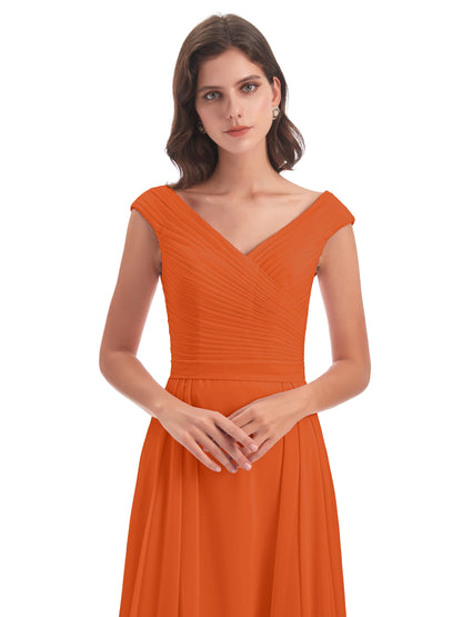 Saoirse Floor Length V-neck Chiffon Bridesmaid Dresses