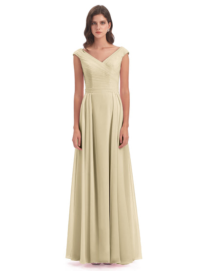 Saoirse Floor Length V-neck Chiffon Bridesmaid Dresses