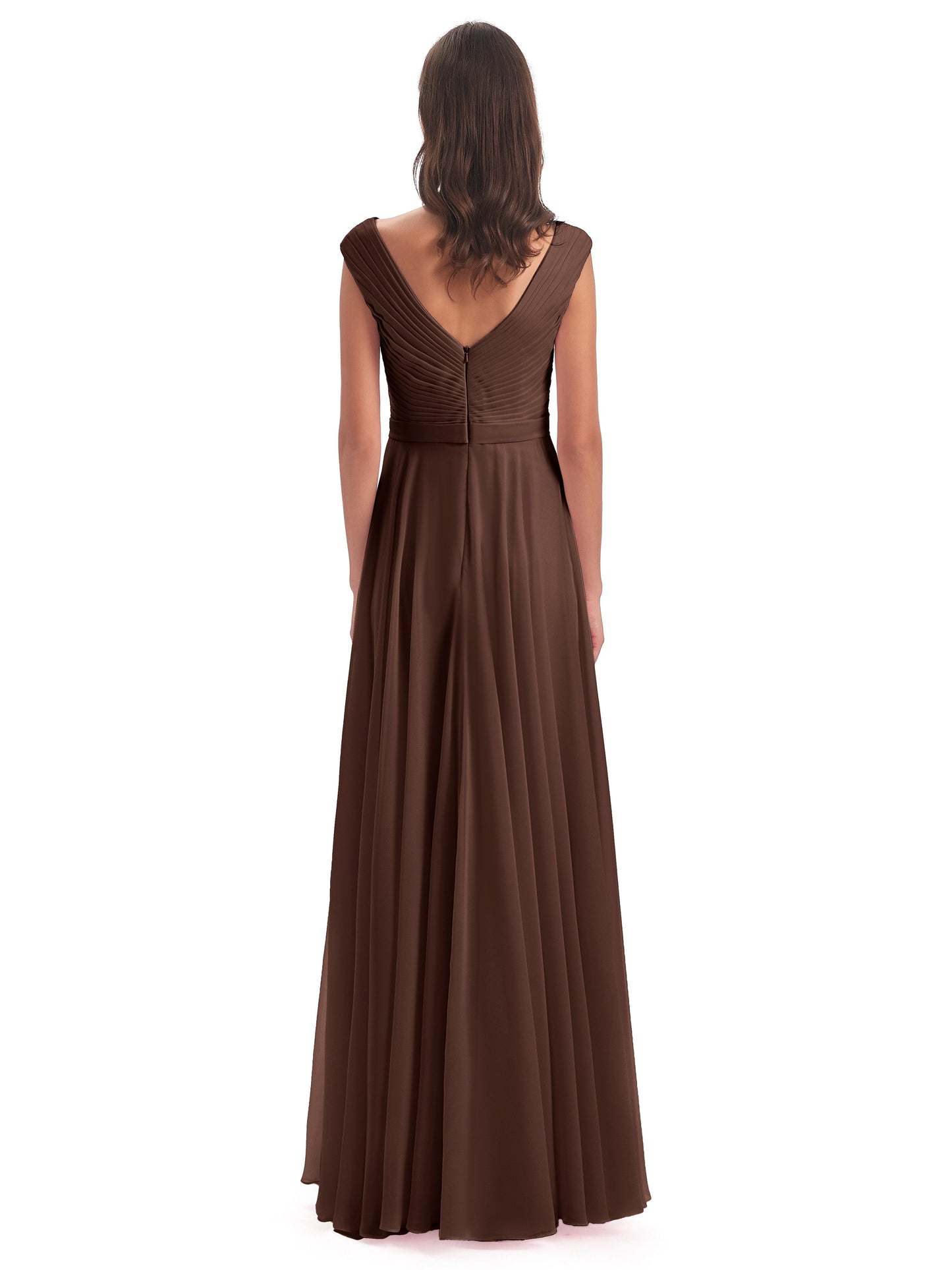 Saoirse Floor Length V-neck Chiffon Bridesmaid Dresses