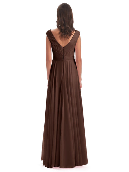 Saoirse Floor Length V-neck Chiffon Bridesmaid Dresses