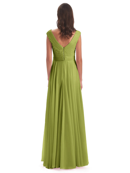 Saoirse Floor Length V-neck Chiffon Bridesmaid Dresses