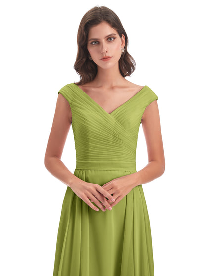 Saoirse Floor Length V-neck Chiffon Bridesmaid Dresses