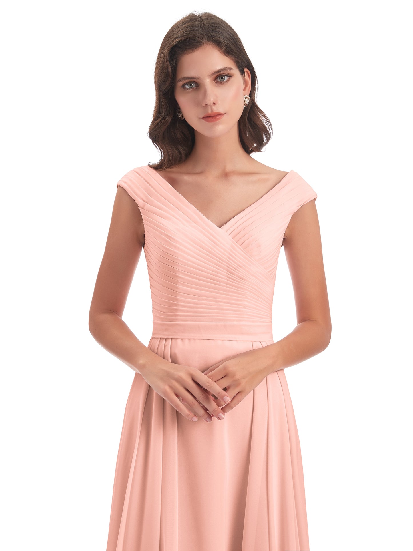 Saoirse Floor Length V-neck Chiffon Bridesmaid Dresses