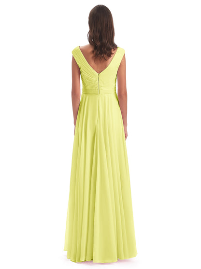 Saoirse Floor Length V-neck Chiffon Bridesmaid Dresses