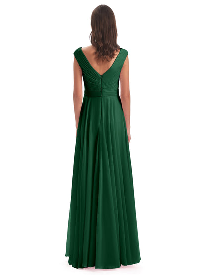 Saoirse Floor Length V-neck Chiffon Bridesmaid Dresses