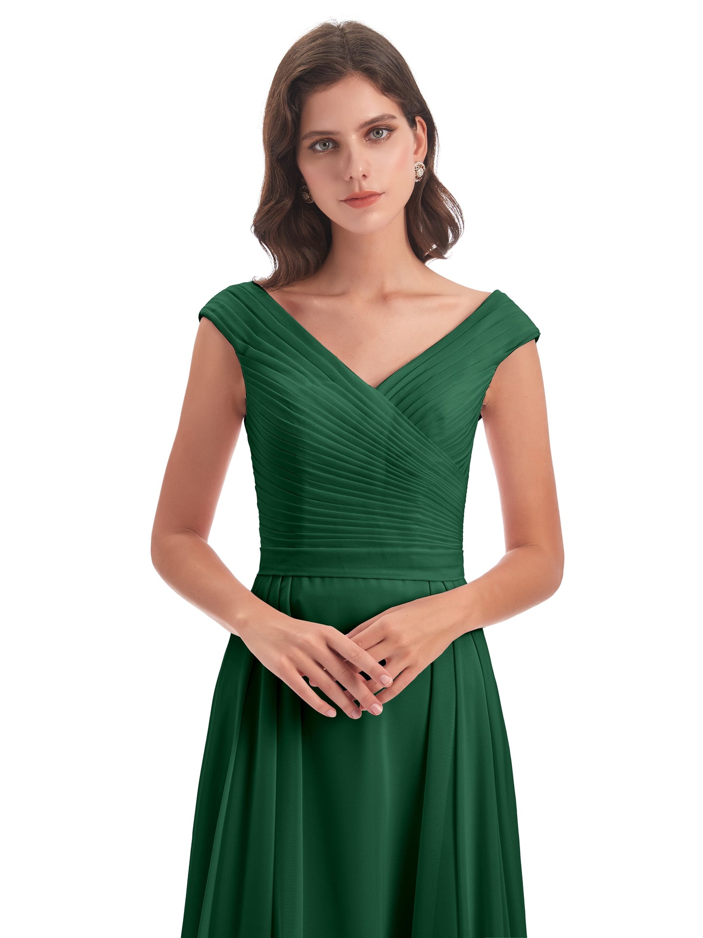 Saoirse Floor Length V-neck Chiffon Bridesmaid Dresses