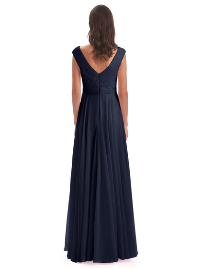 Saoirse Floor Length V-neck Chiffon Bridesmaid Dresses