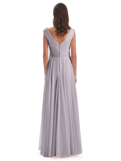 Saoirse Floor Length V-neck Chiffon Bridesmaid Dresses