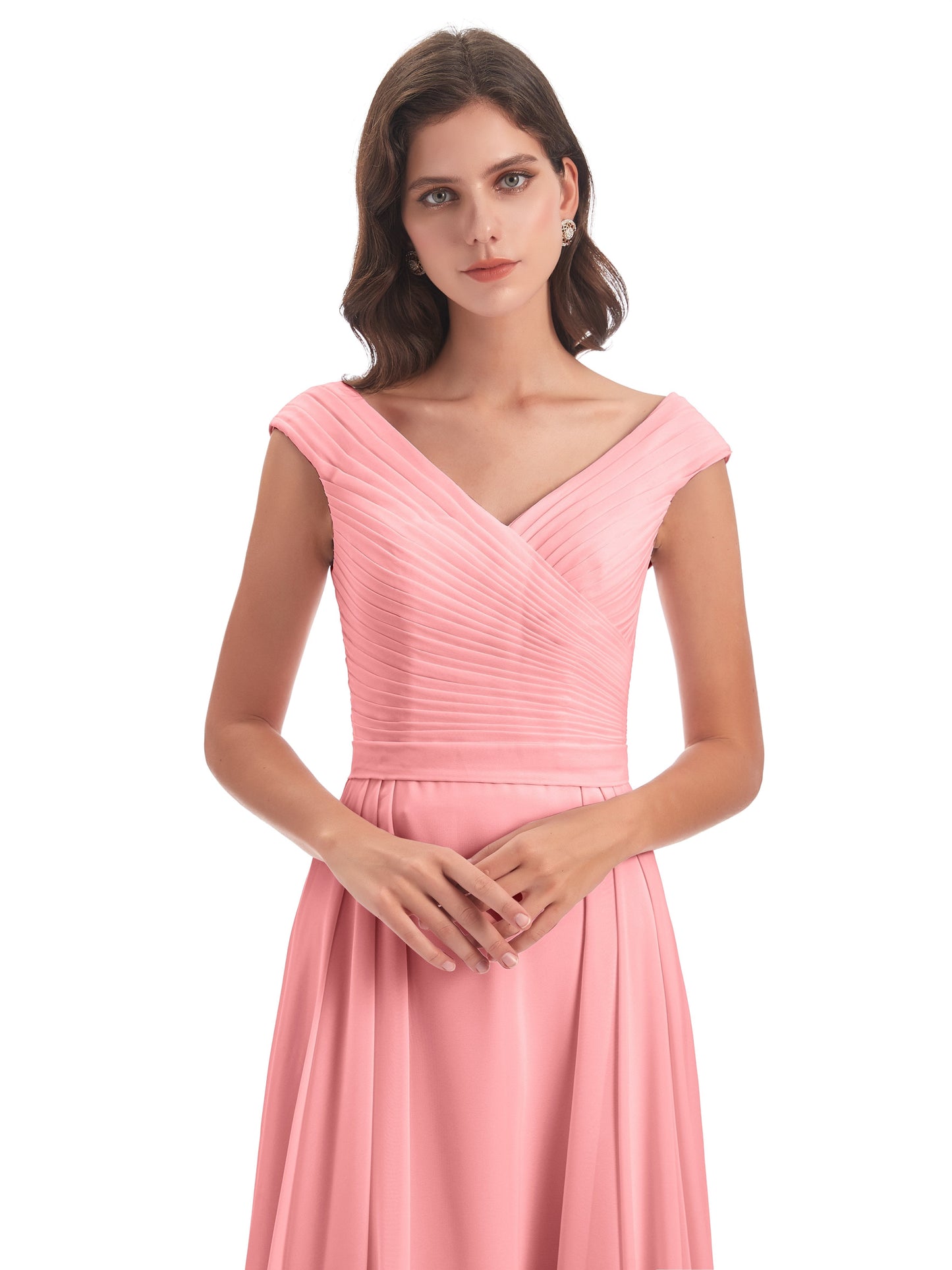 Saoirse Floor Length V-neck Chiffon Bridesmaid Dresses