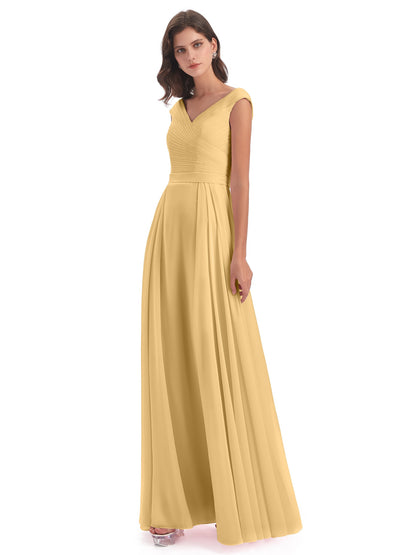 Saoirse Floor Length V-neck Chiffon Bridesmaid Dresses