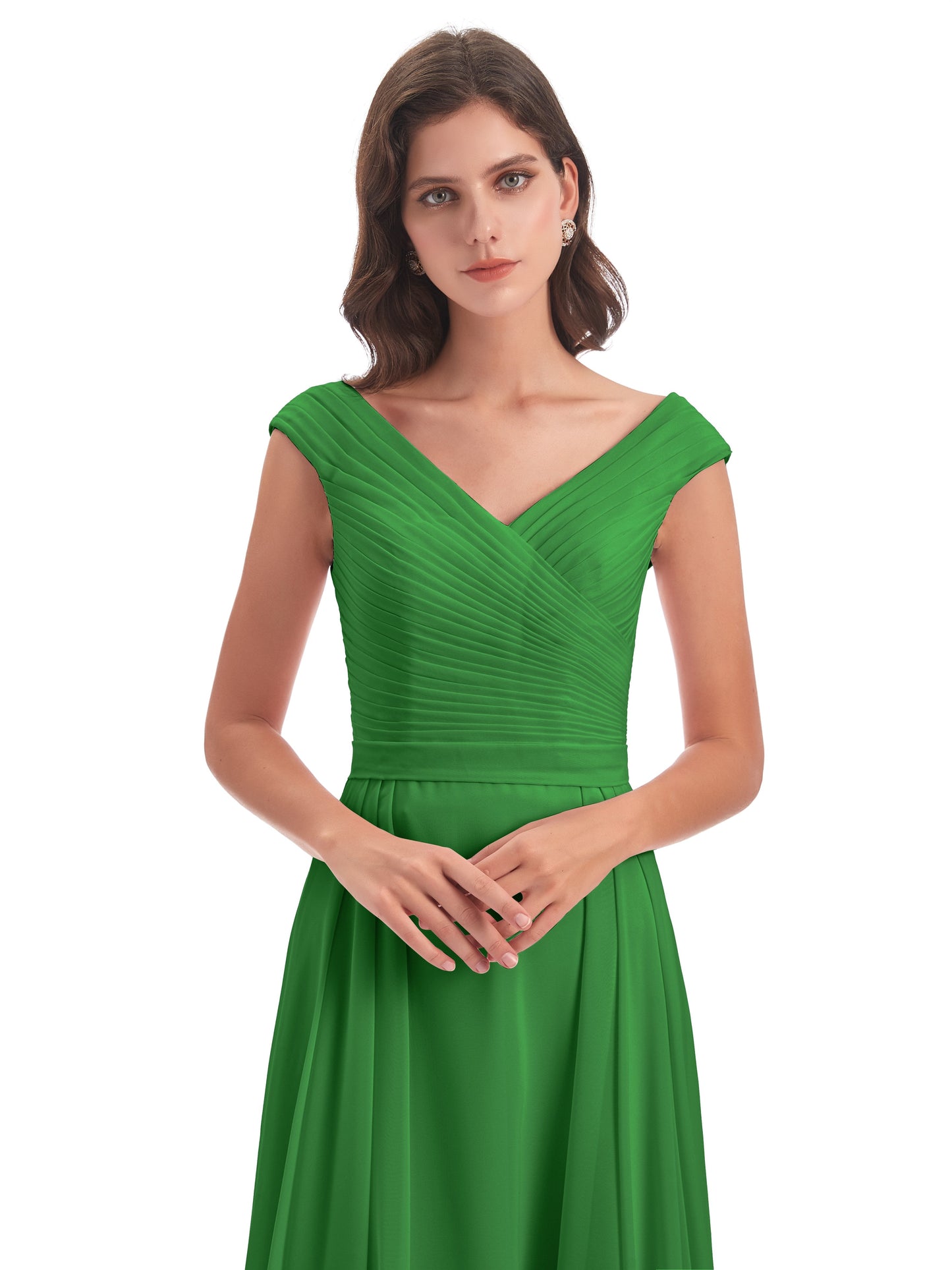 Saoirse Floor Length V-neck Chiffon Bridesmaid Dresses