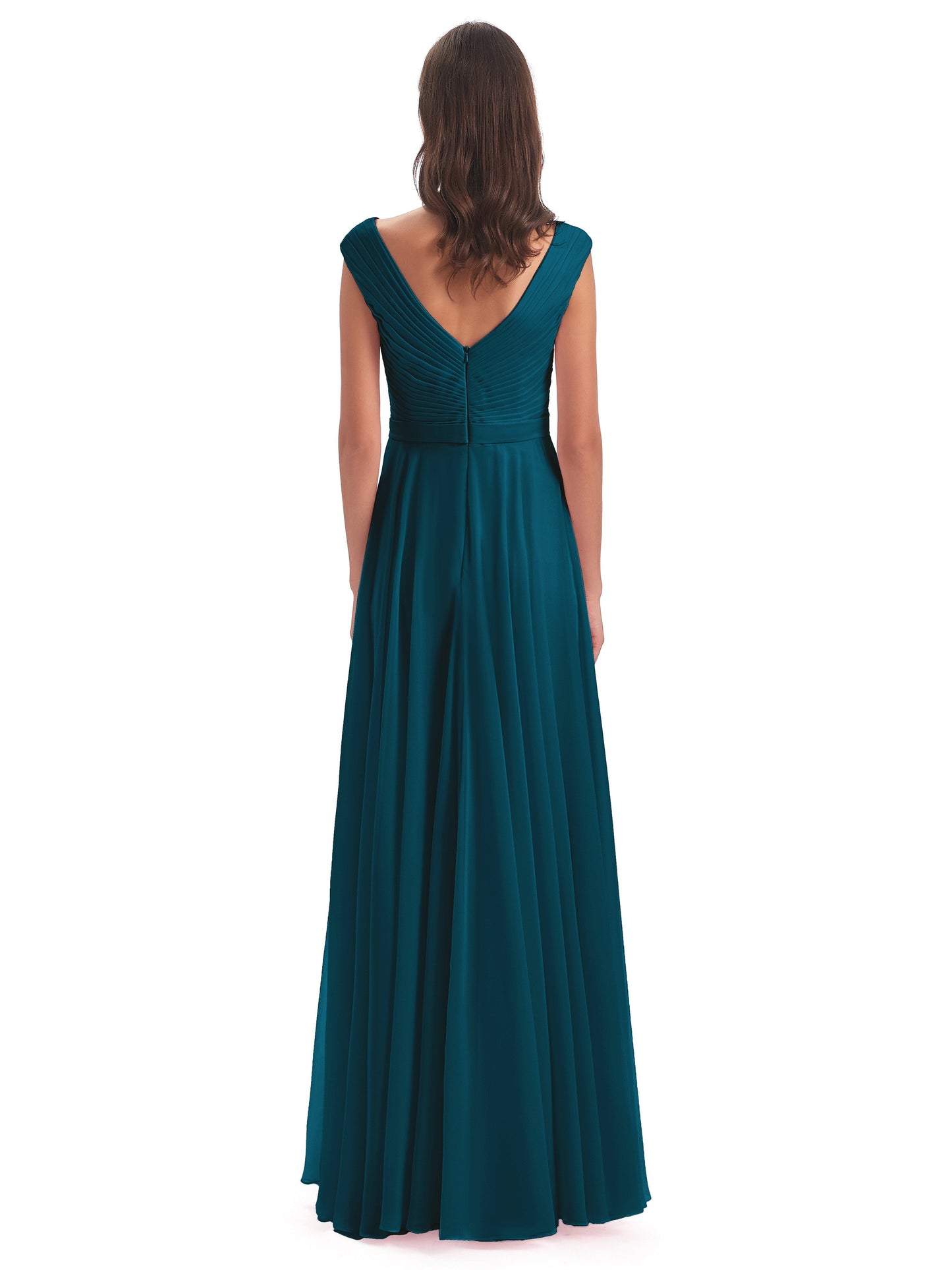 Saoirse Floor Length V-neck Chiffon Bridesmaid Dresses