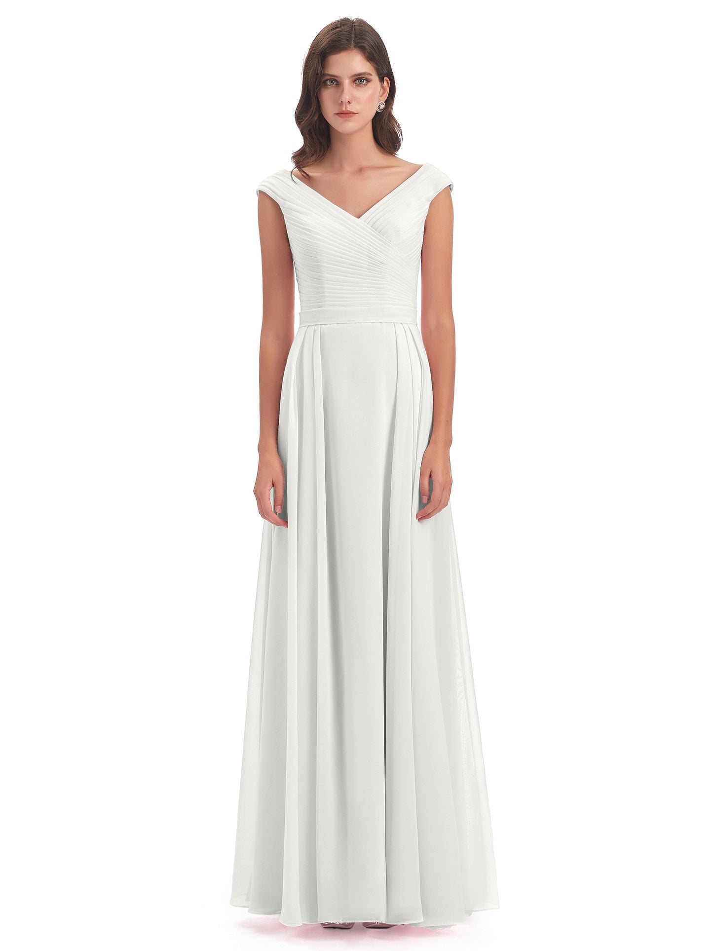 Saoirse Floor Length V-neck Chiffon Bridesmaid Dresses