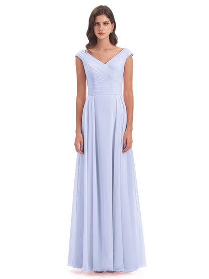 Saoirse Floor Length V-neck Chiffon Bridesmaid Dresses