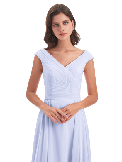 Saoirse Floor Length V-neck Chiffon Bridesmaid Dresses