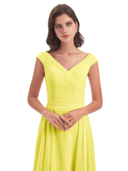Saoirse Floor Length V-neck Chiffon Bridesmaid Dresses