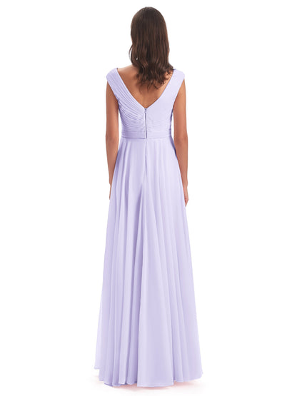 Saoirse Floor Length V-neck Chiffon Bridesmaid Dresses