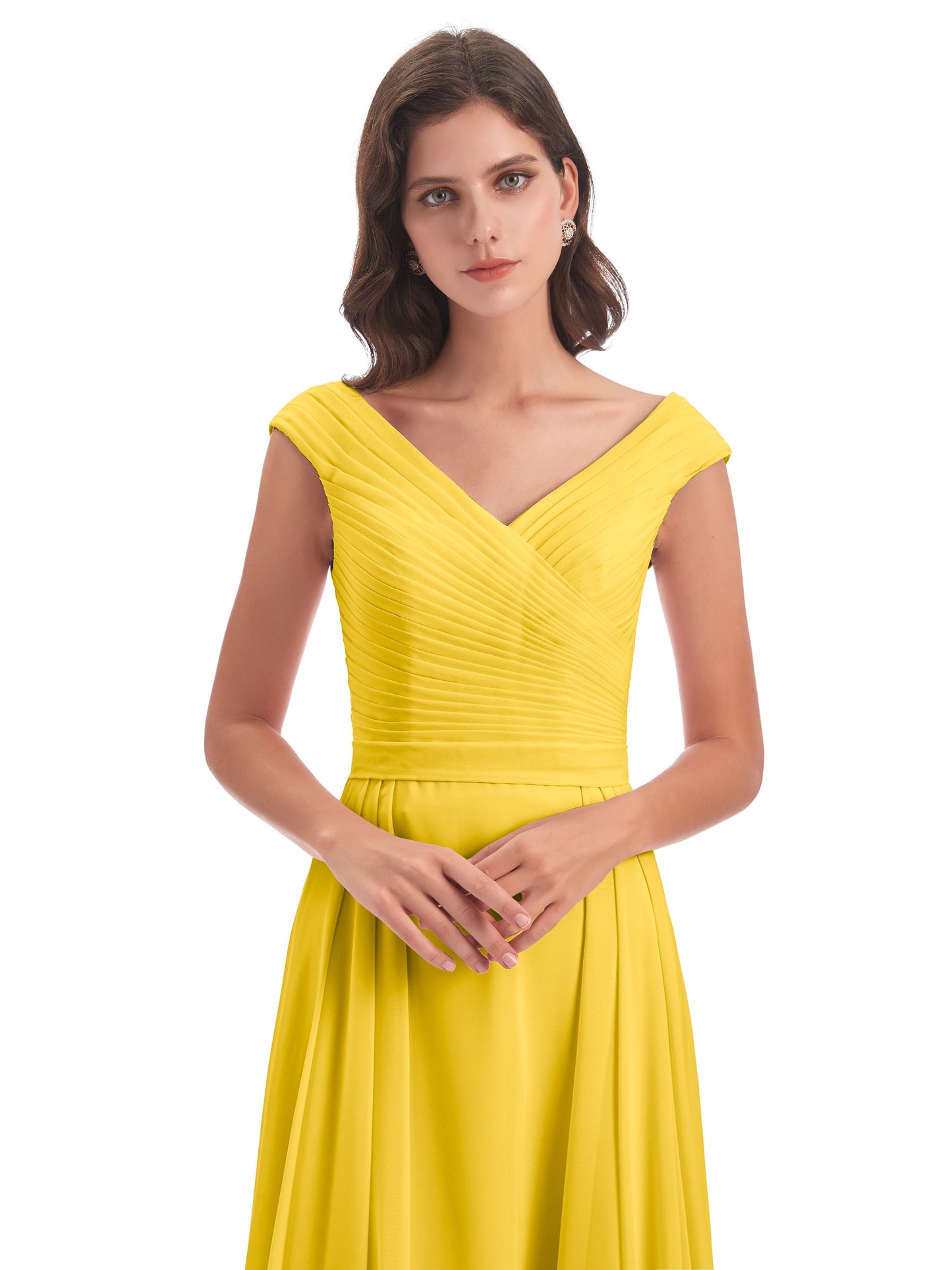 Saoirse Floor Length V-neck Chiffon Bridesmaid Dresses