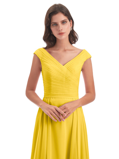 Saoirse Floor Length V-neck Chiffon Bridesmaid Dresses