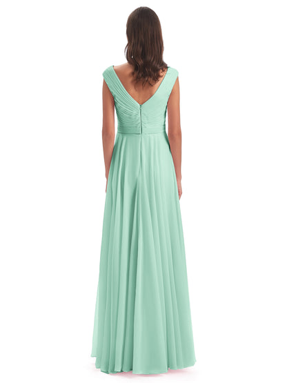 Saoirse Floor Length V-neck Chiffon Bridesmaid Dresses