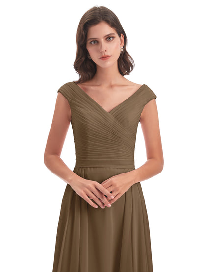Saoirse Floor Length V-neck Chiffon Bridesmaid Dresses
