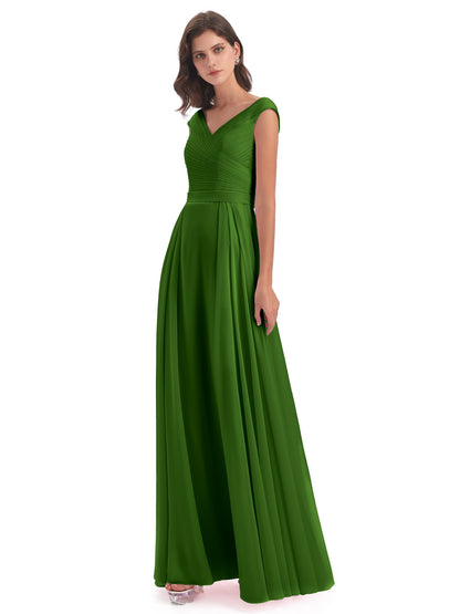 Saoirse Floor Length V-neck Chiffon Bridesmaid Dresses