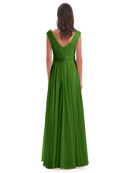 Saoirse Floor Length V-neck Chiffon Bridesmaid Dresses